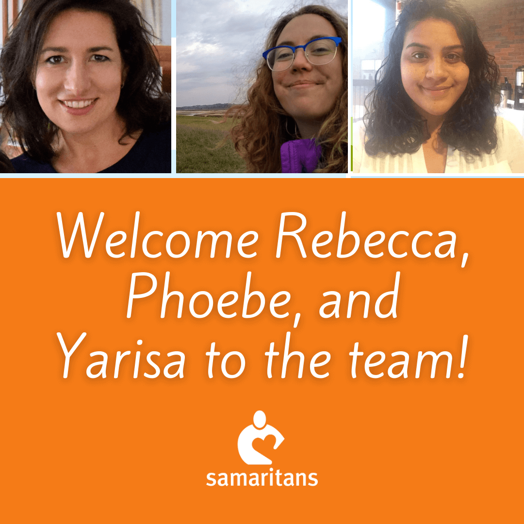 Three individual photos of people smiling; text reads: Welcome Rebecca, Phoebe, and Yarisa to the team!