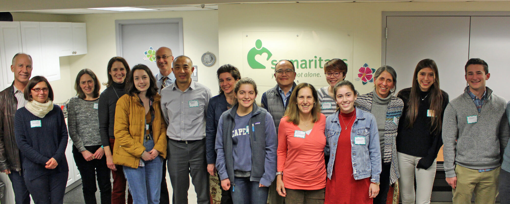 A group of parents and teens at Samaritans in Boston.
