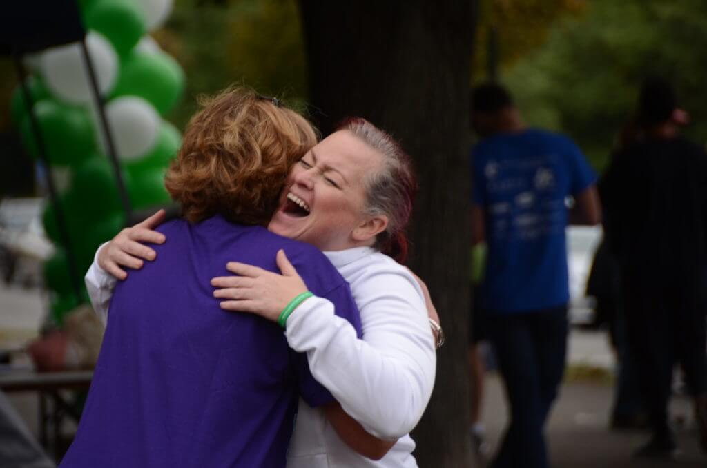 Two people embracing