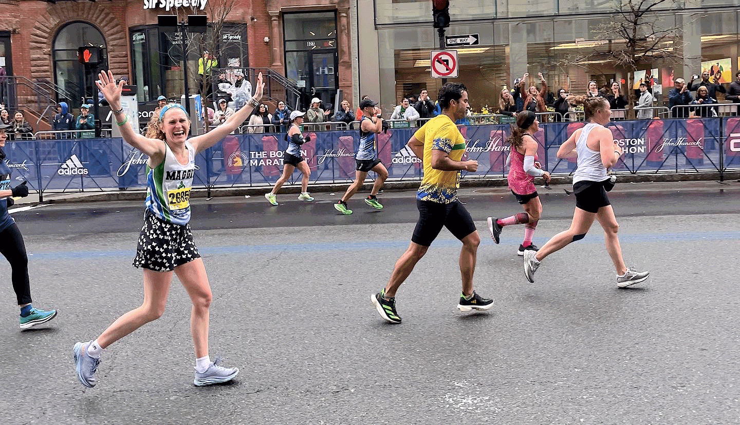 Maggie Small at the Boston Marathon