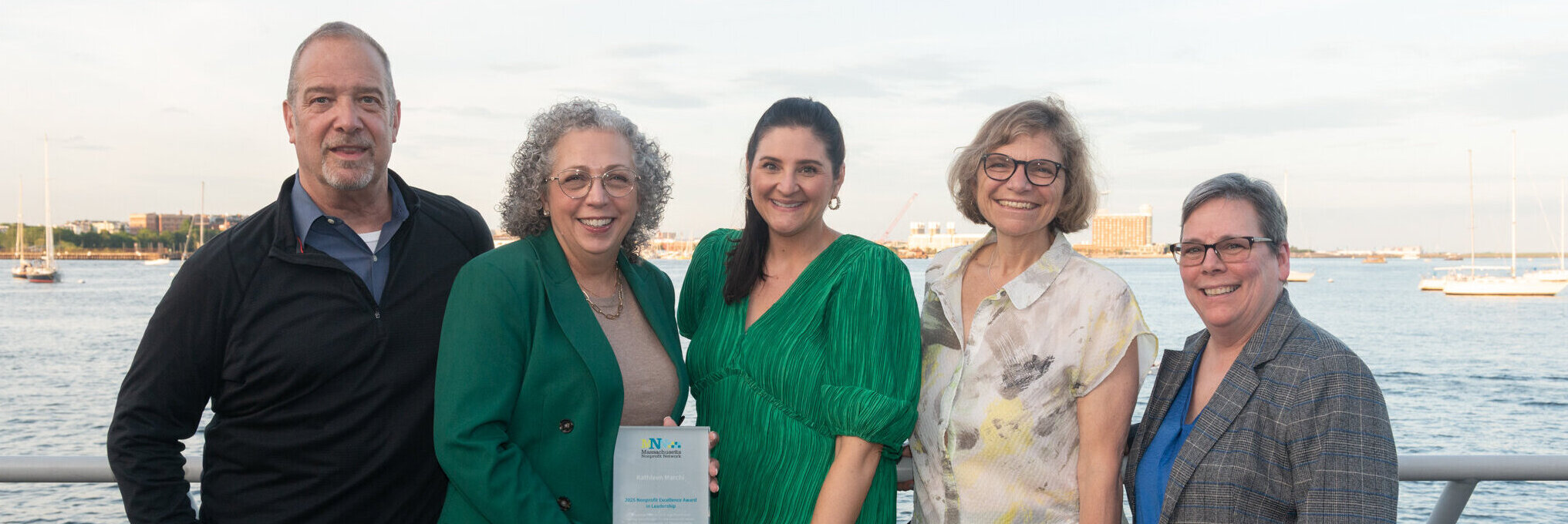 May 18, 2025, Boston, MA: Samaritans President & Chief Executive Officer Kathleen C. Marchi poses with Chris Marchi, Chief Clinical Officer Kacy C. Maitland, Board Chair Jill Borrelli and Chief Campaign Officer Janet Lawn. (Photo courtesy of Kathleen C. Marchi)