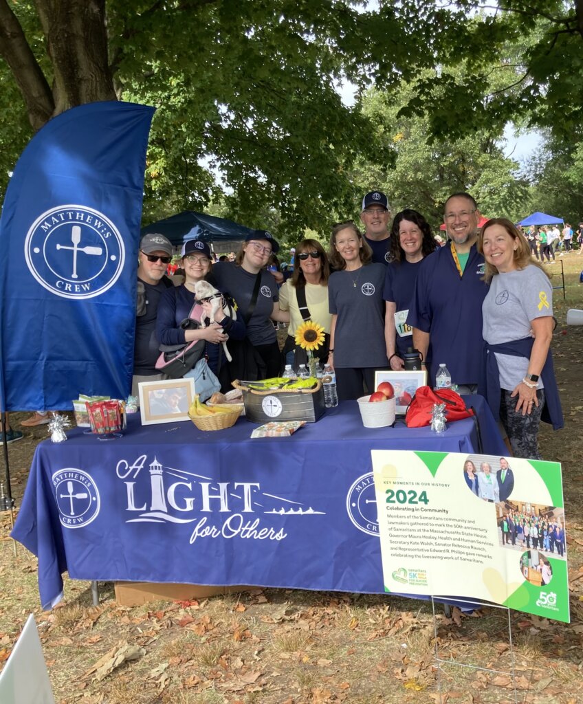 Matthew;s Crew poses at the Samaritans 26th Annual 5k Run/Walk for Suicide Prevention.