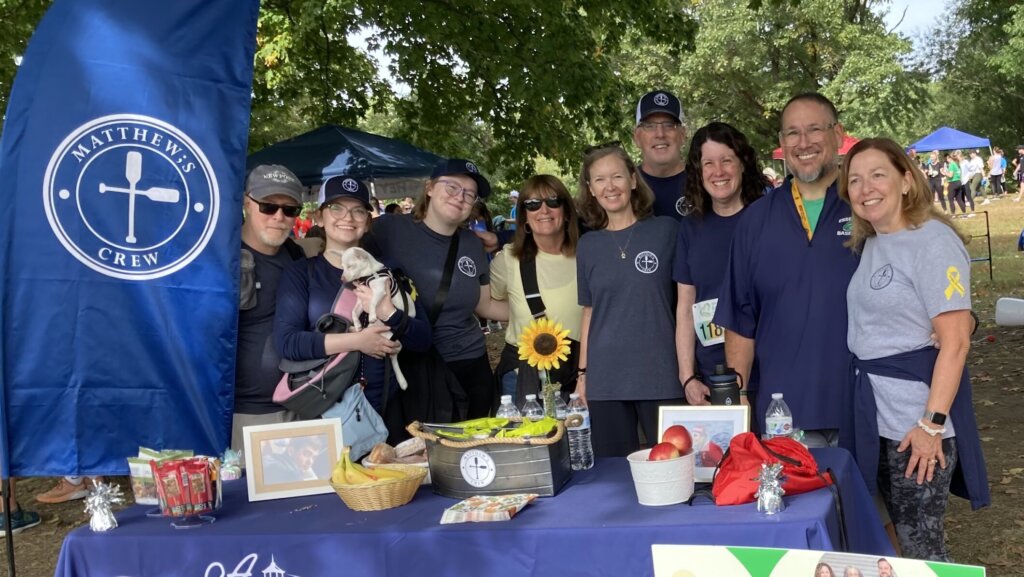 Matthew;s Crew poses at the 26th Annual 5k Run/Walk for Suicide Prevention.