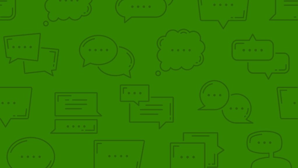Message bubbles on top of a green background.
