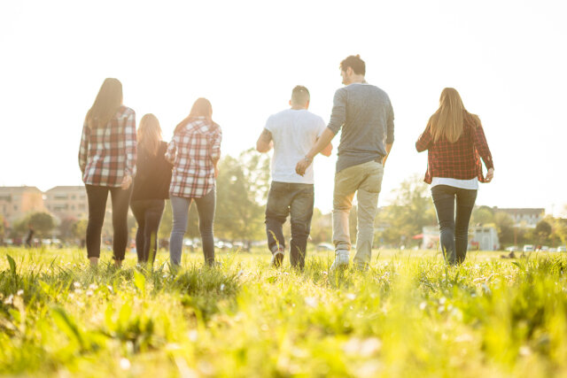 Young adults walking