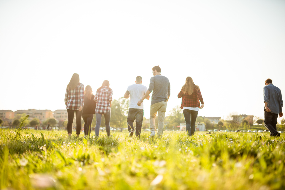 Young adults walking